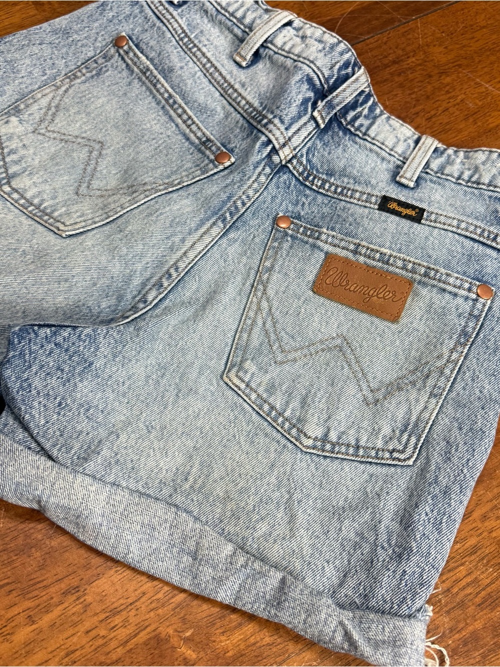 Wrangler Women’s High Rise Denim Shorts Acid Wash Cutoff Cuffed Jean Shorts